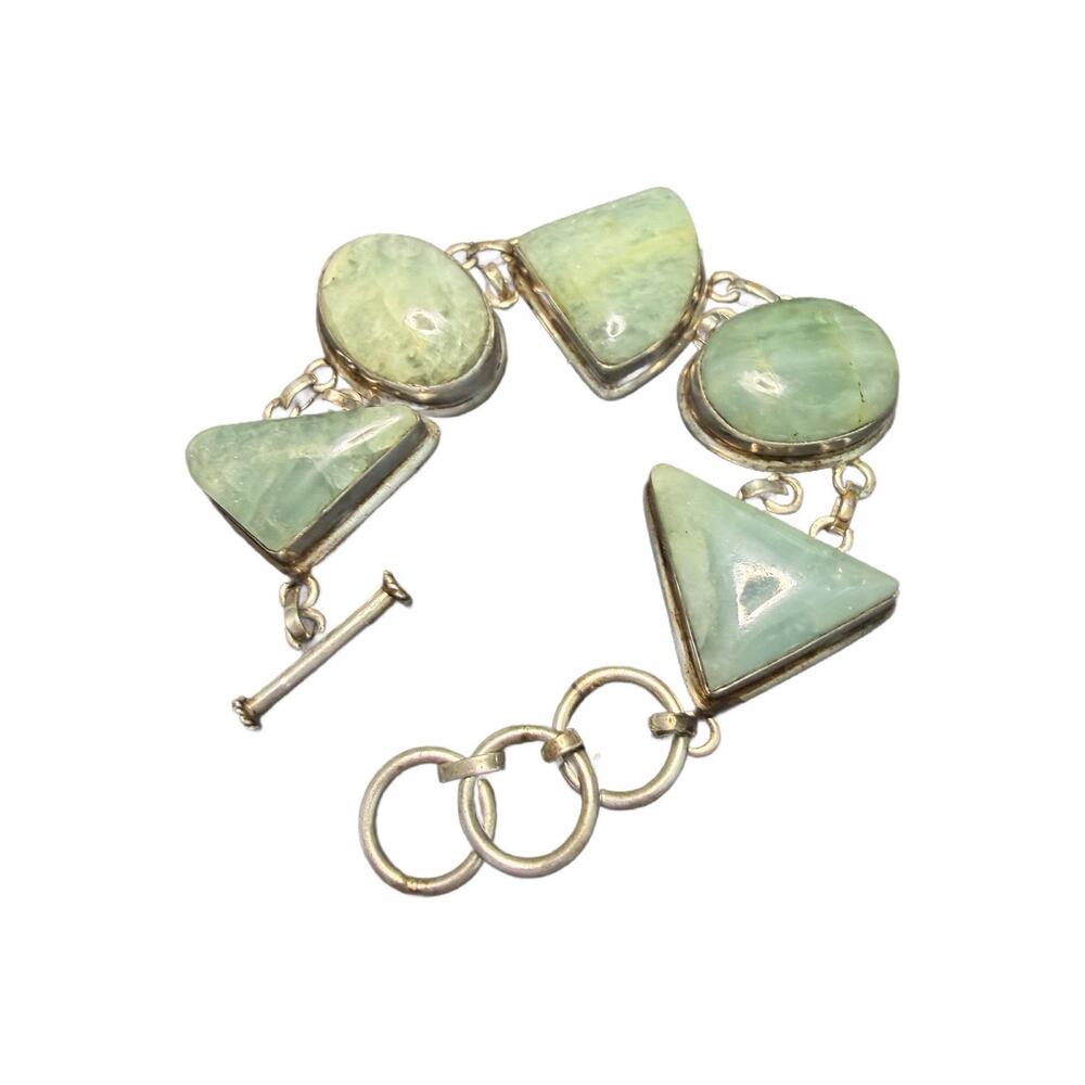 Blue Larimar 925 Bracelet Toggle Clasp Signed “MD” 57g